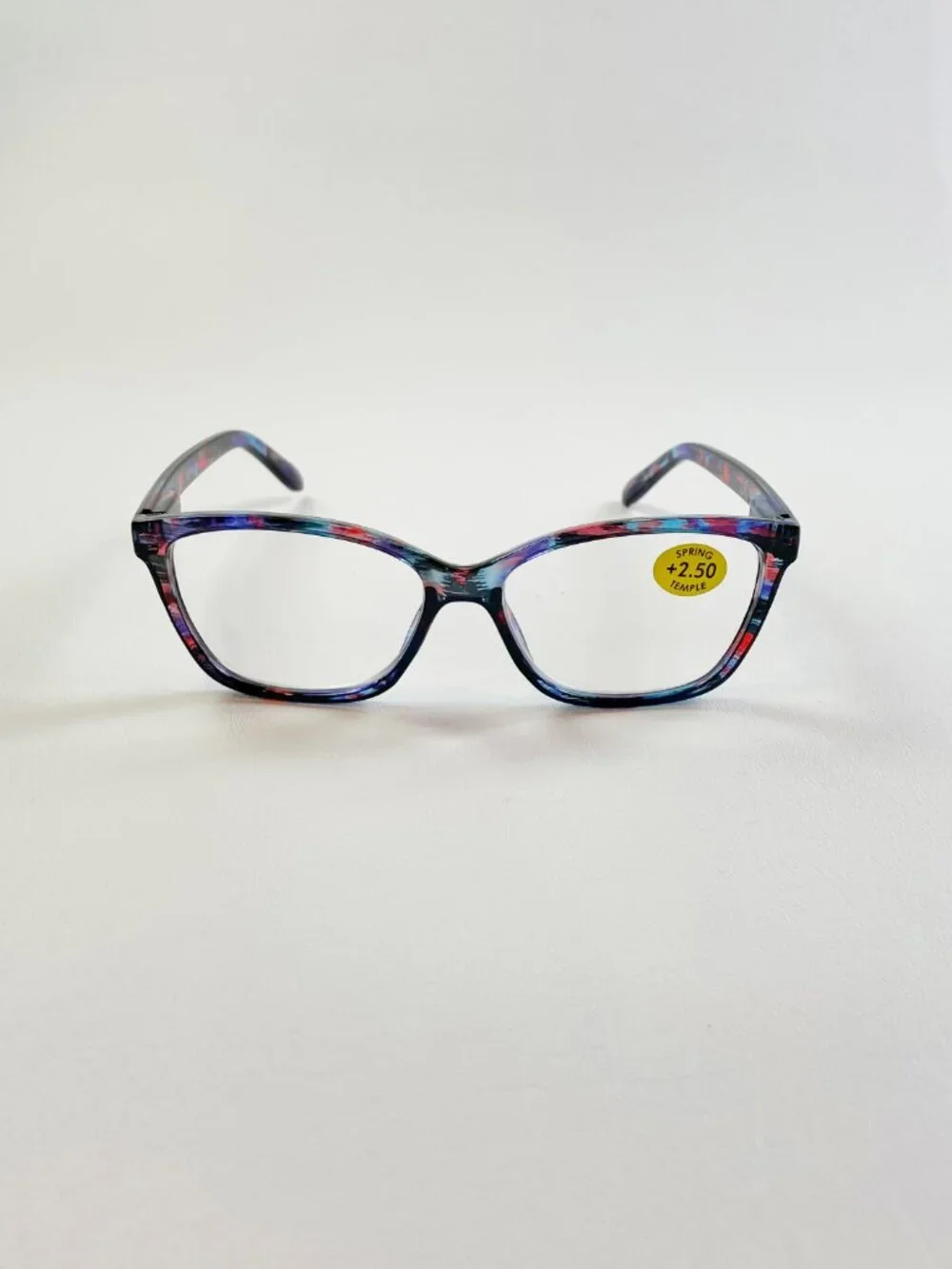 POP Eyewear +2.50 Blue & Red Marble Reading Glasses